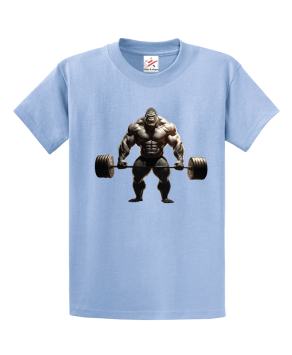 Gorilla Beast Weight Lifting Barbells Fitness Unisex Kids and Adults T-Shirt